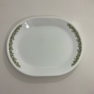 Vintage Corelle Oval Serving Platter Crazy Daisy Green Flower 12”=x 10”